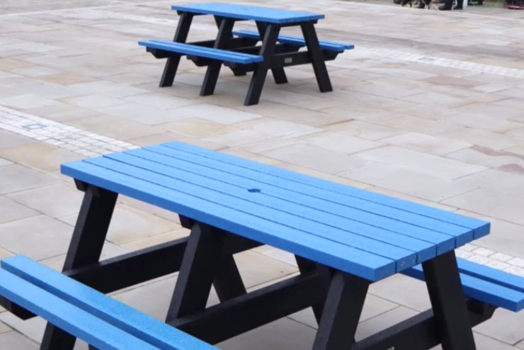 Coloured Picnic Tables Revitalising The Piece Hall: Celebrating Our Tenants British Recycled Plastic